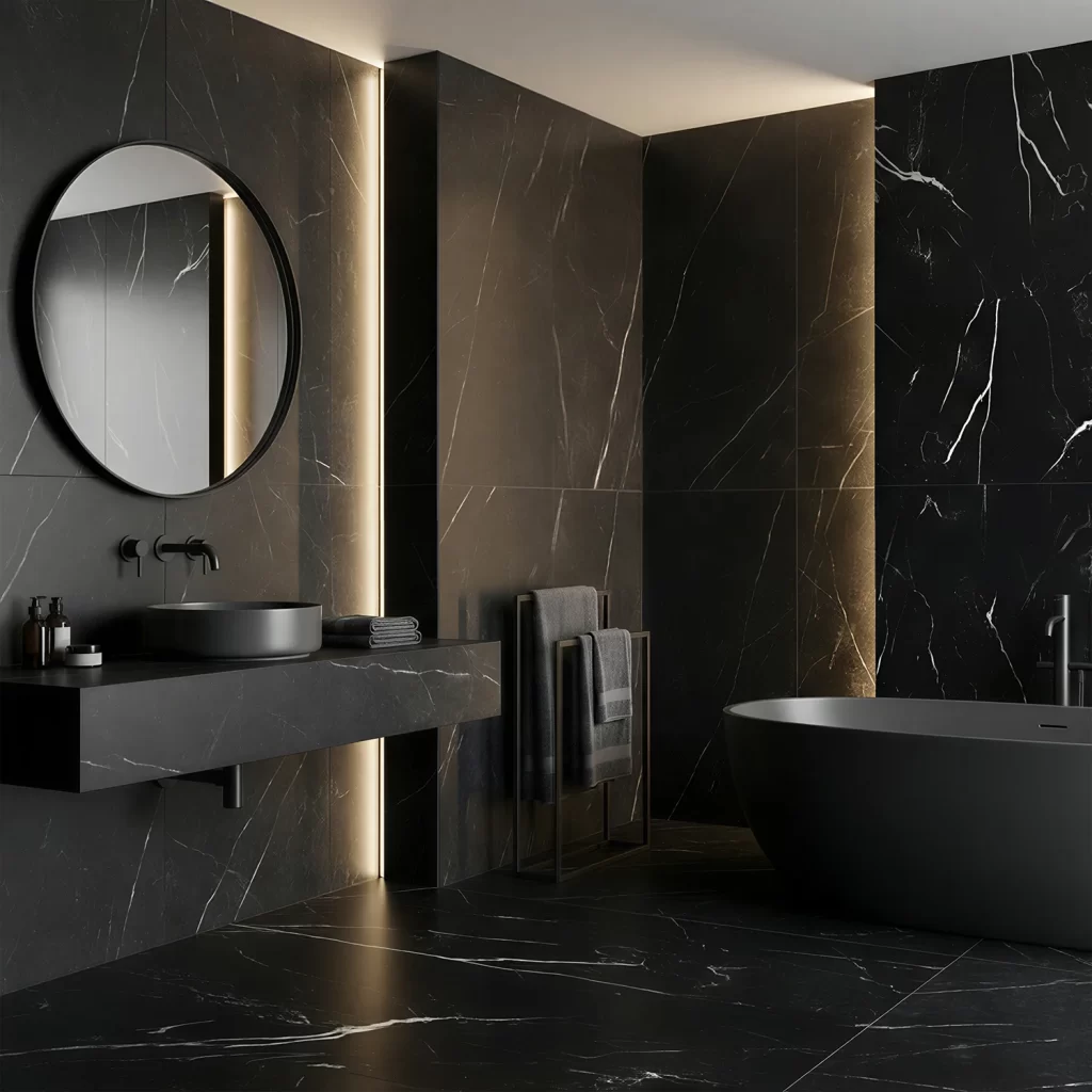 Monoserra Nero Marguina ceramic tiles