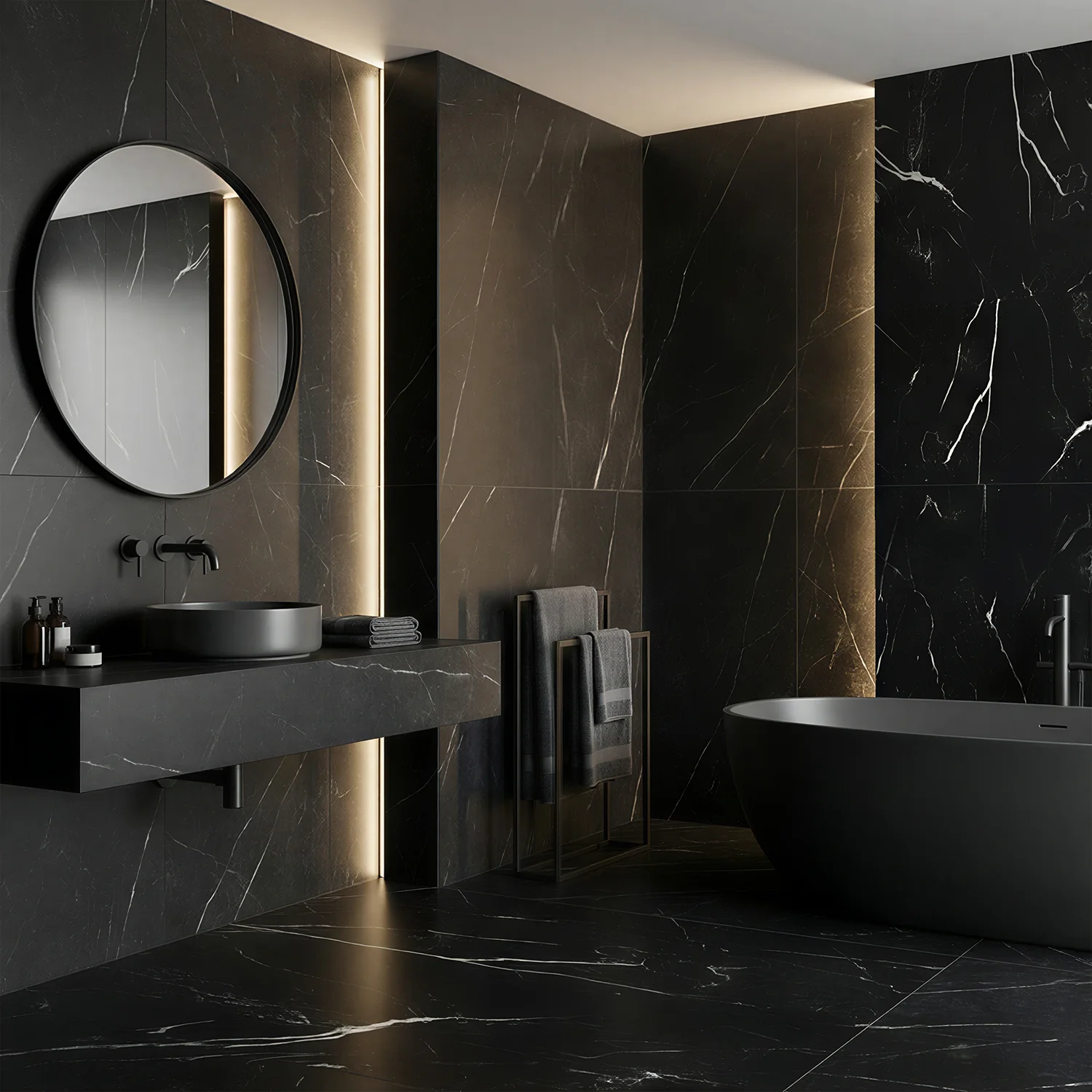 Monoserra Nero Marguina ceramic tiles