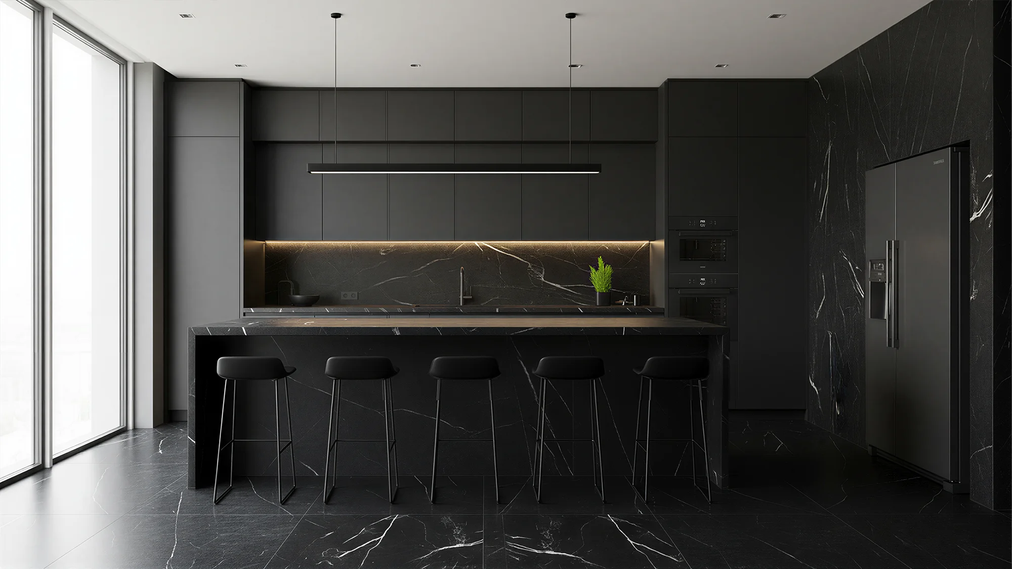 Monoserra Nero Marguina ceramic tiles